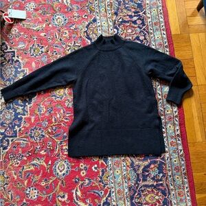 Navy blue Mock-Neck Knit Sweater